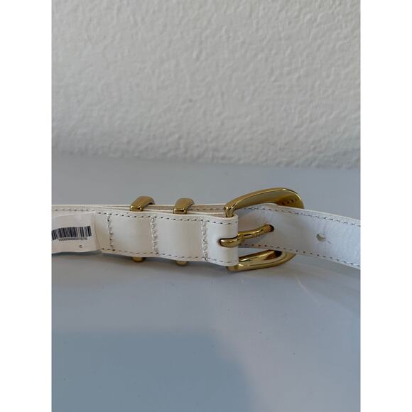 NWT Aritzia Legendary Solid Brass Leather Belt Womens Sz Large White Boho Chic main image 10